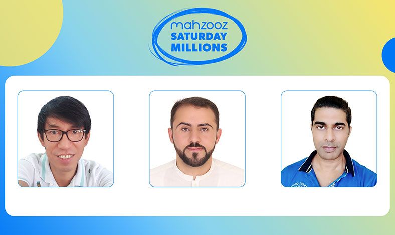 Mahzooz Saturday Millions celebrates 3 new winners of AED 100,000 each in its 151st draws